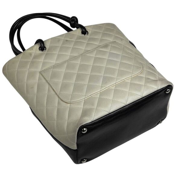 Chanel Cambon Line Medium Tote Bag Coco Mark Handbag Tote Bag Leather White - Picture 2 of 15